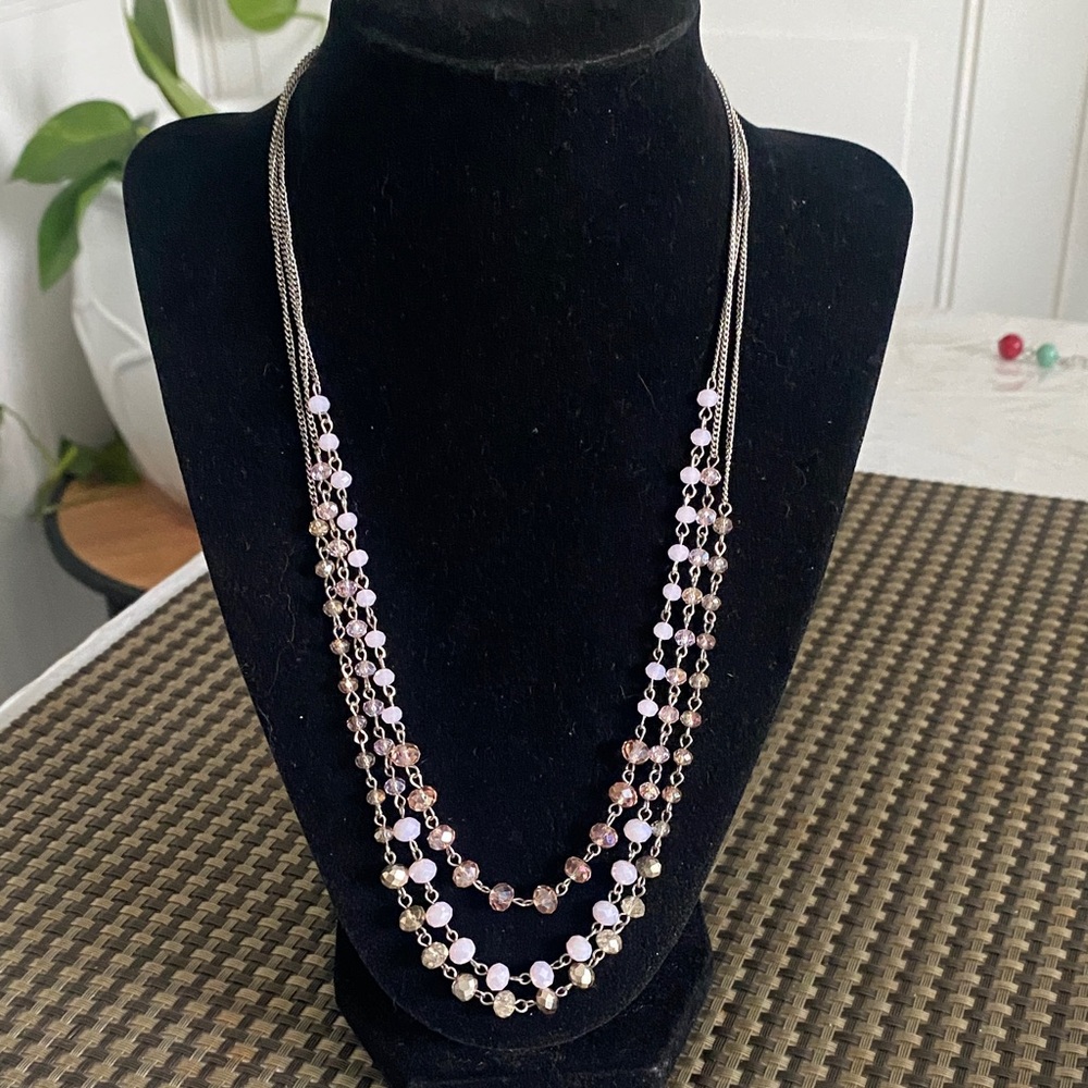 Delicate Multi-Strand Pink Beaded Necklace for Women